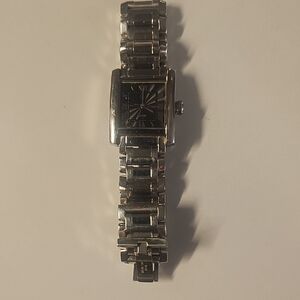 GUESS Watch, Silver Rectangular, Women's